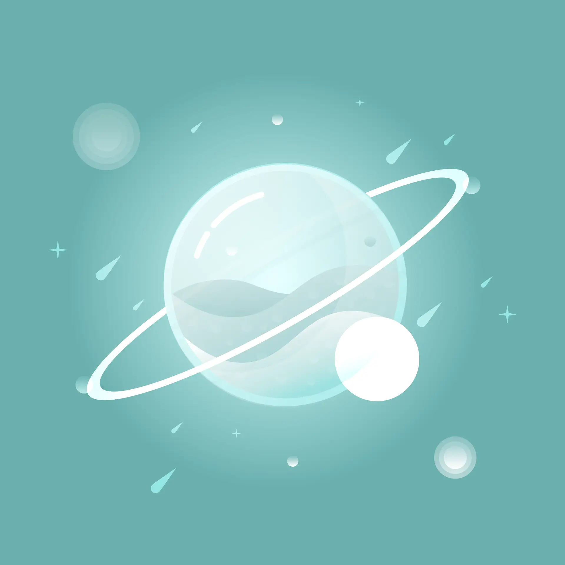 Journal/Portfolio - Illustration graphique - Planète - version eau